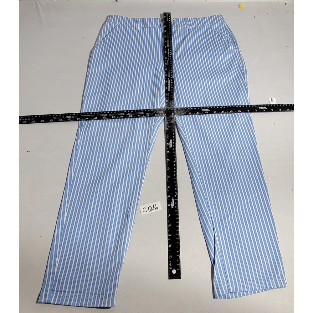 J.Crew Boyfriend Chino Slim Blue White Vertical Stripe Pants Size 30 - Picture 2 of 5